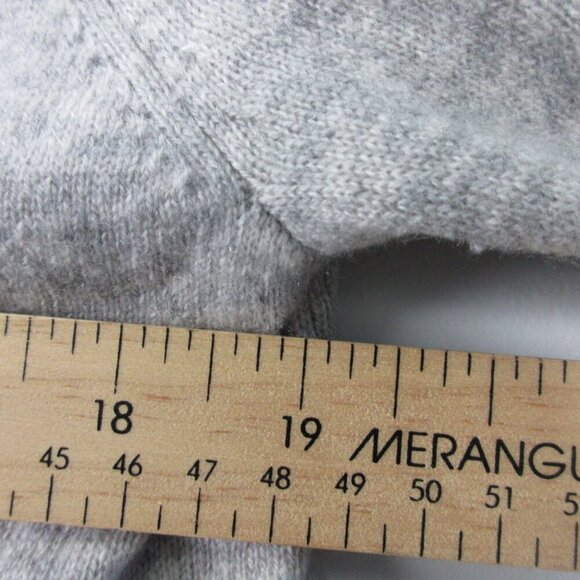 Neiman Marcus Women's 100% Cashmere Sweater L Grey Preppy Trim Beaded 366 - Picture 6 of 8